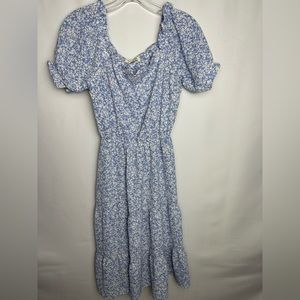 Monteau Floral Blue and White Dress || Size M